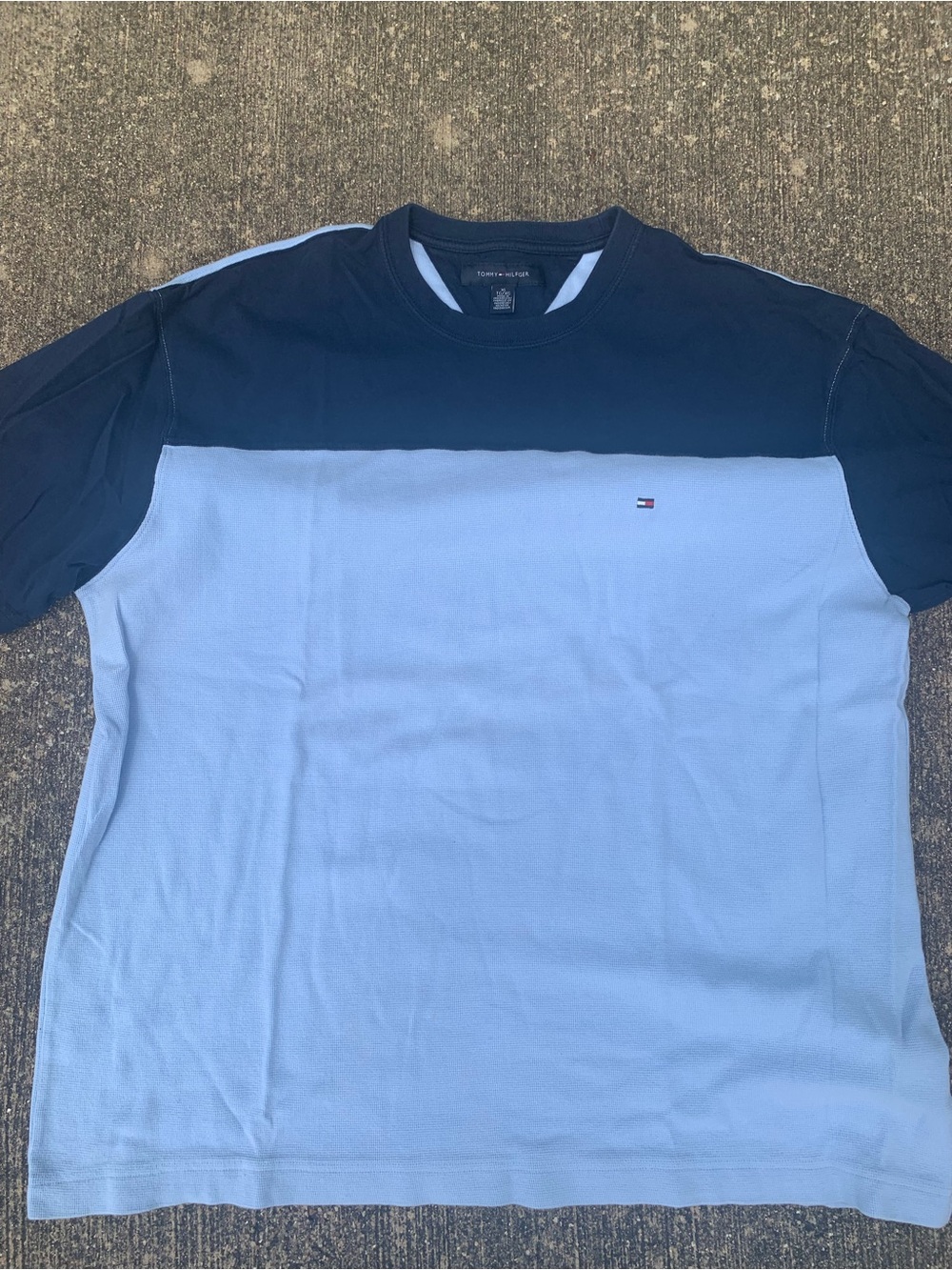 Tommy Hilfiger Men’s Navy & Light Blue Colorblock Crewneck Tee